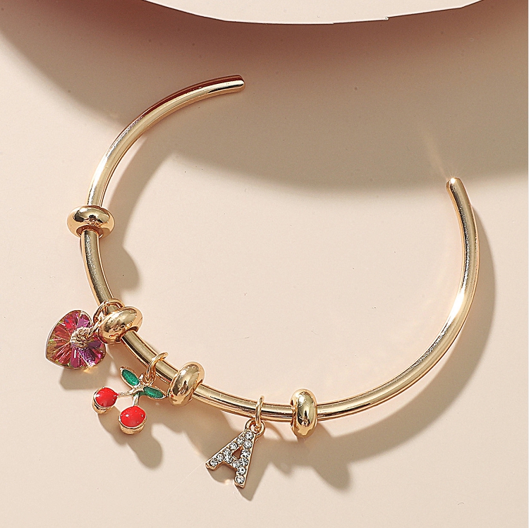European and American cross-border new cherry love letter bracelet INS simple adjustable opening bead circle bracelet women ?